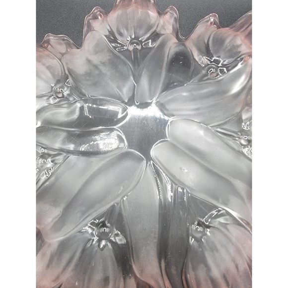 Mikasa Walther Frosted Glass Pink Tulip Dish/Platter Vintage - Picture 6 of 6